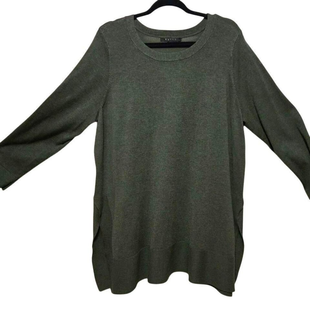 Cyrus, dark green, Rayon blend, Lagenlook,‎ tunic sweater, Size2X